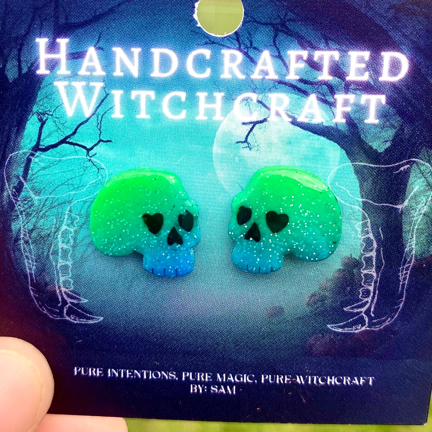 Ocean Veil Skull Studs