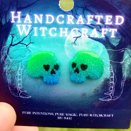 Ocean Veil Skull Studs