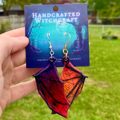 Wicked Harmony: Mixed Gradient Bat Wing Earrings