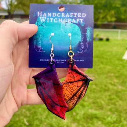 Wicked Harmony: Mixed Gradient Bat Wing Earrings