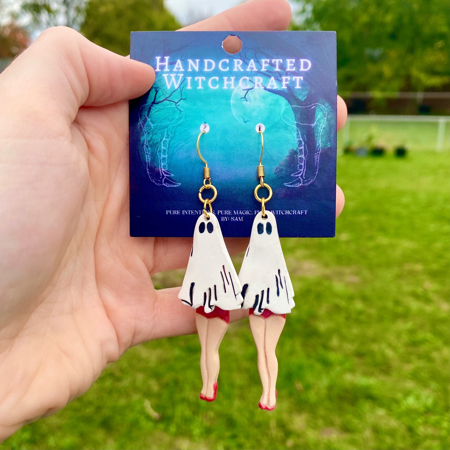 Midnight Waltz – Dancing Ghost Dangle Earrings