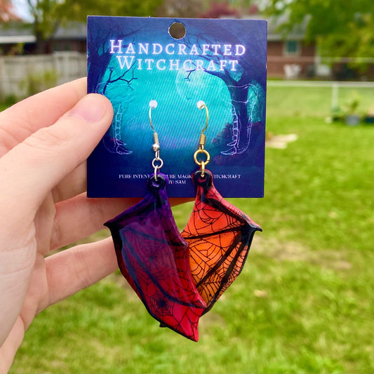 Wicked Harmony: Mixed Gradient Bat Wing Earrings