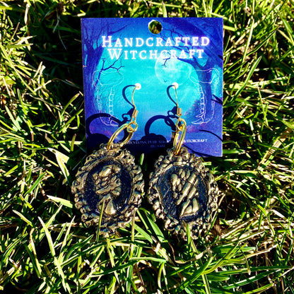 Eternal Portraits – Till Death Do Us Part Skull Cameo Dangle Earrings