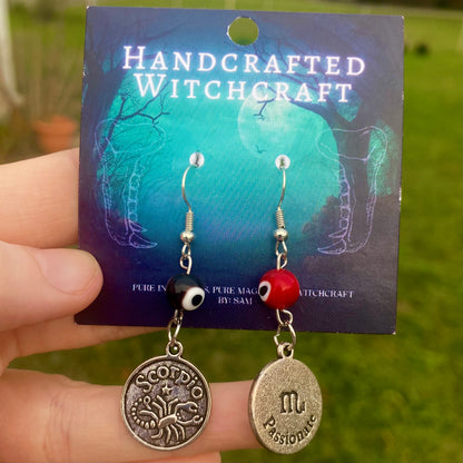 Zodiac Protection Earrings – Astrological Sign & Evil Eye Beads