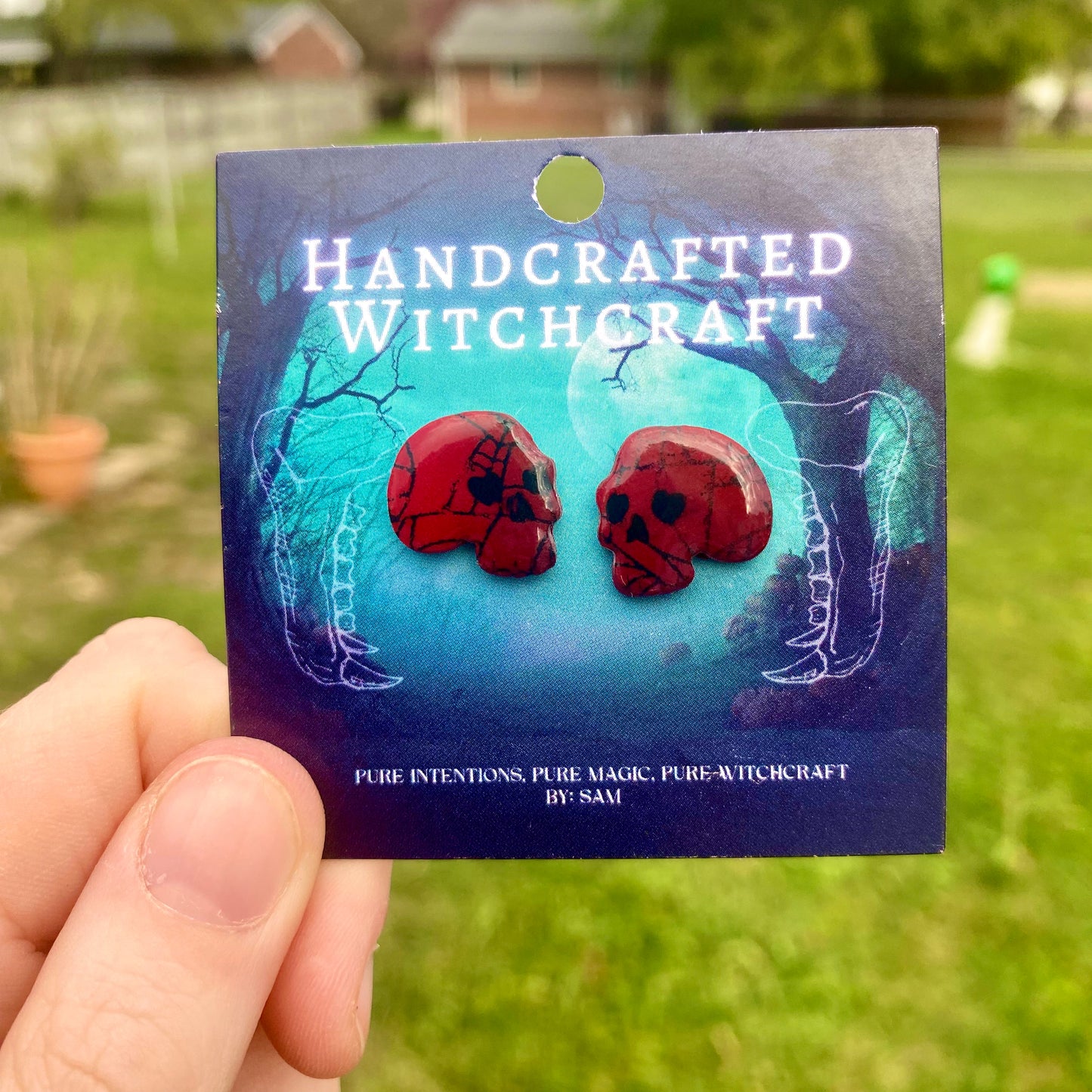 Widow’s Web – Crimson Skull Studs