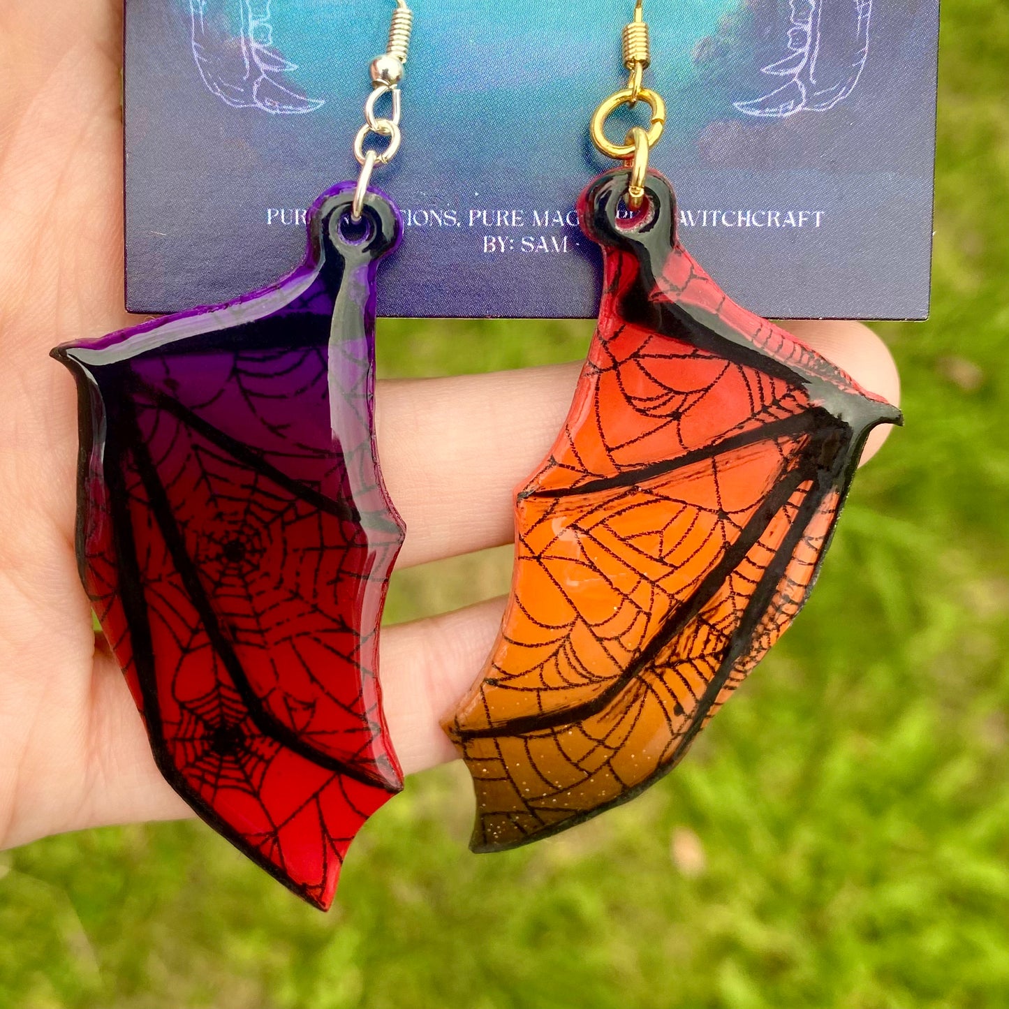 Wicked Harmony: Mixed Gradient Bat Wing Earrings
