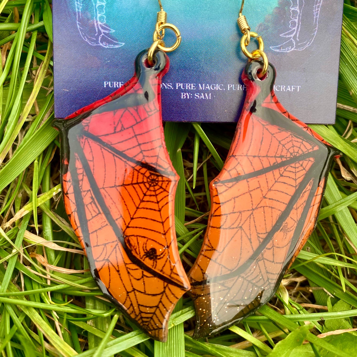 Emberwing Eclipse – Bat Wing Earrings