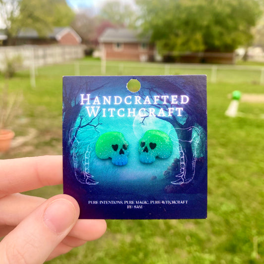 Ocean Veil Skull Studs