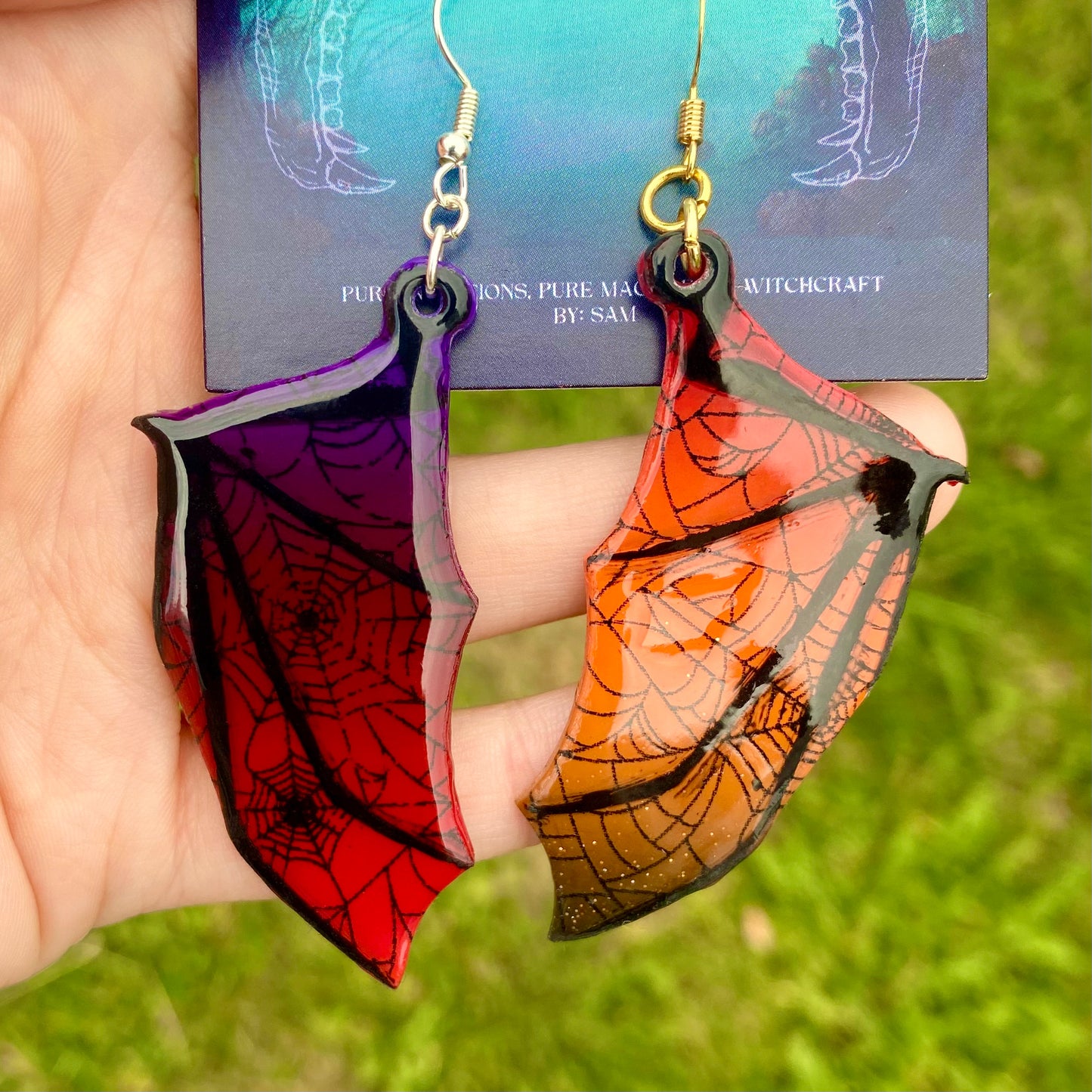 Wicked Harmony: Mixed Gradient Bat Wing Earrings
