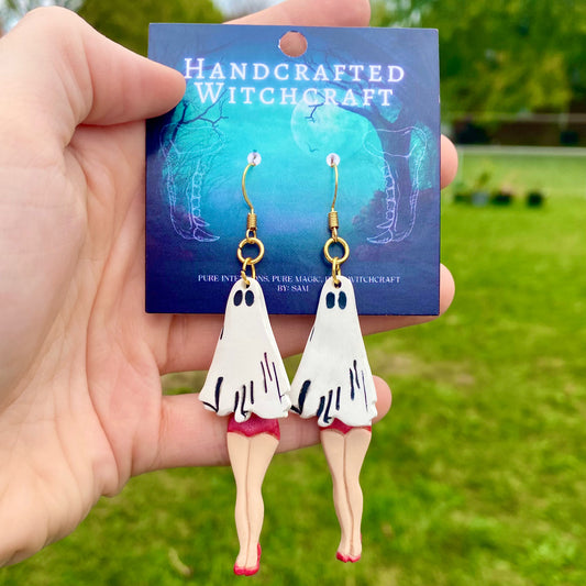 Midnight Waltz – Dancing Ghost Dangle Earrings