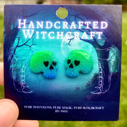 Ocean Veil Skull Studs