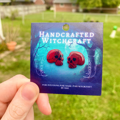 Widow’s Web – Crimson Skull Studs