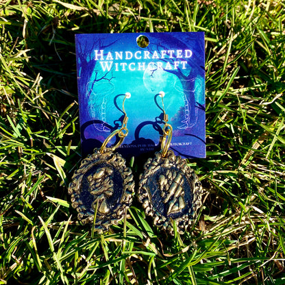 Eternal Portraits – Till Death Do Us Part Skull Cameo Dangle Earrings