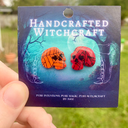 Infernal Web – Fiery Skull Studs