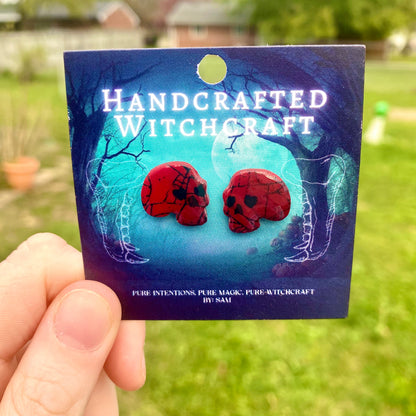 Widow’s Web – Crimson Skull Studs