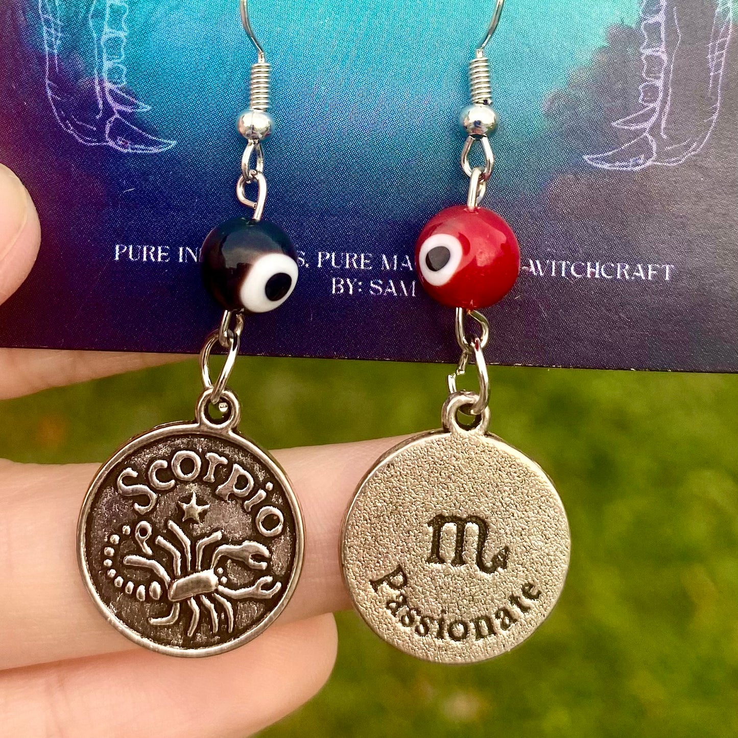 Zodiac Protection Earrings – Astrological Sign & Evil Eye Beads