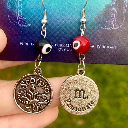 Zodiac Protection Earrings – Astrological Sign & Evil Eye Beads