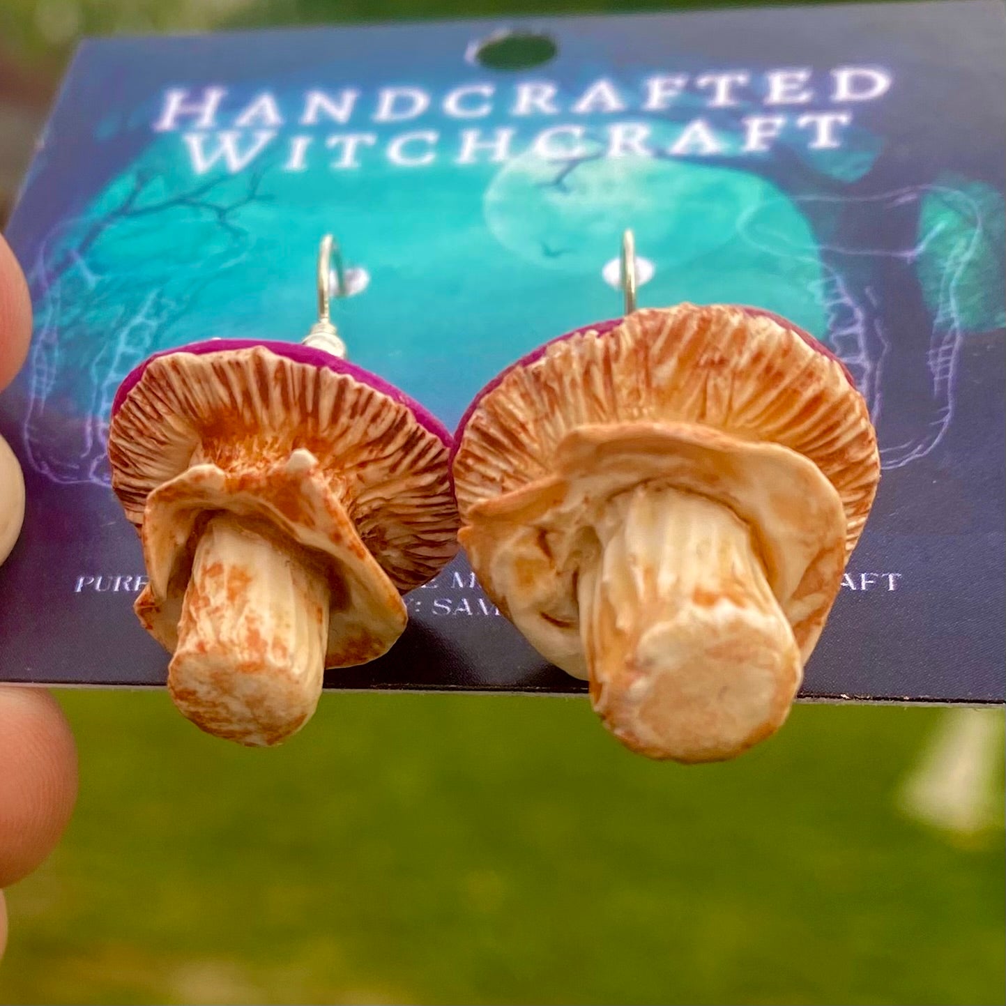 Mystic Purple Cap Mushroom Earrings