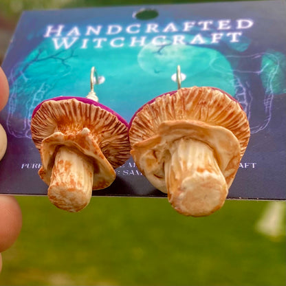 Mystic Purple Cap Mushroom Earrings