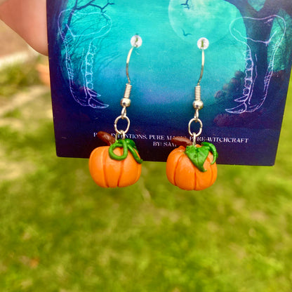 Harvest Charm – Hand-Sculpted Pumpkin Earrings