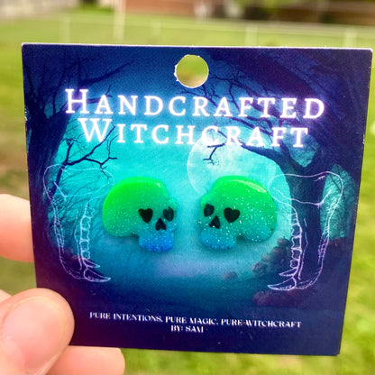 Ocean Veil Skull Studs