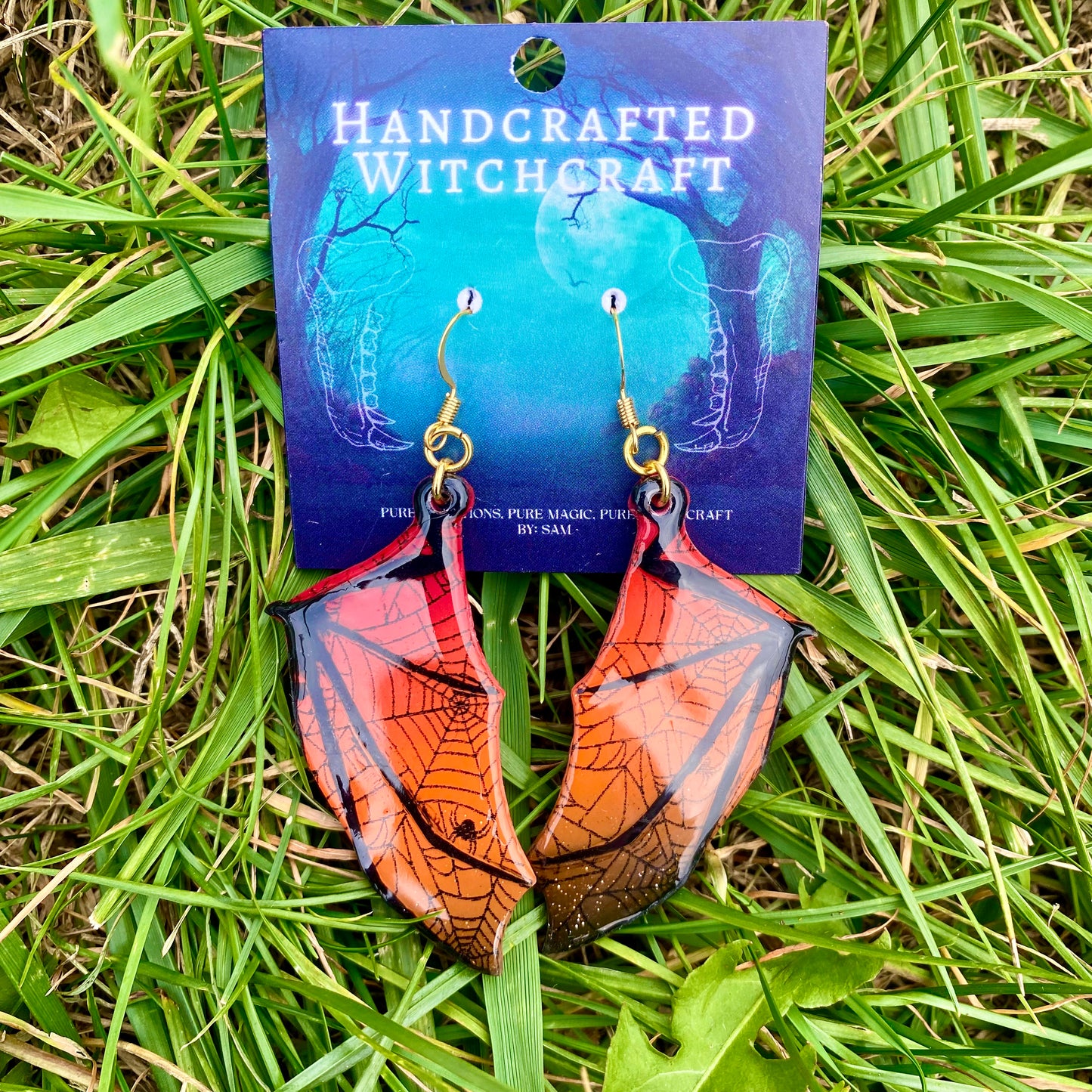 Emberwing Eclipse – Bat Wing Earrings