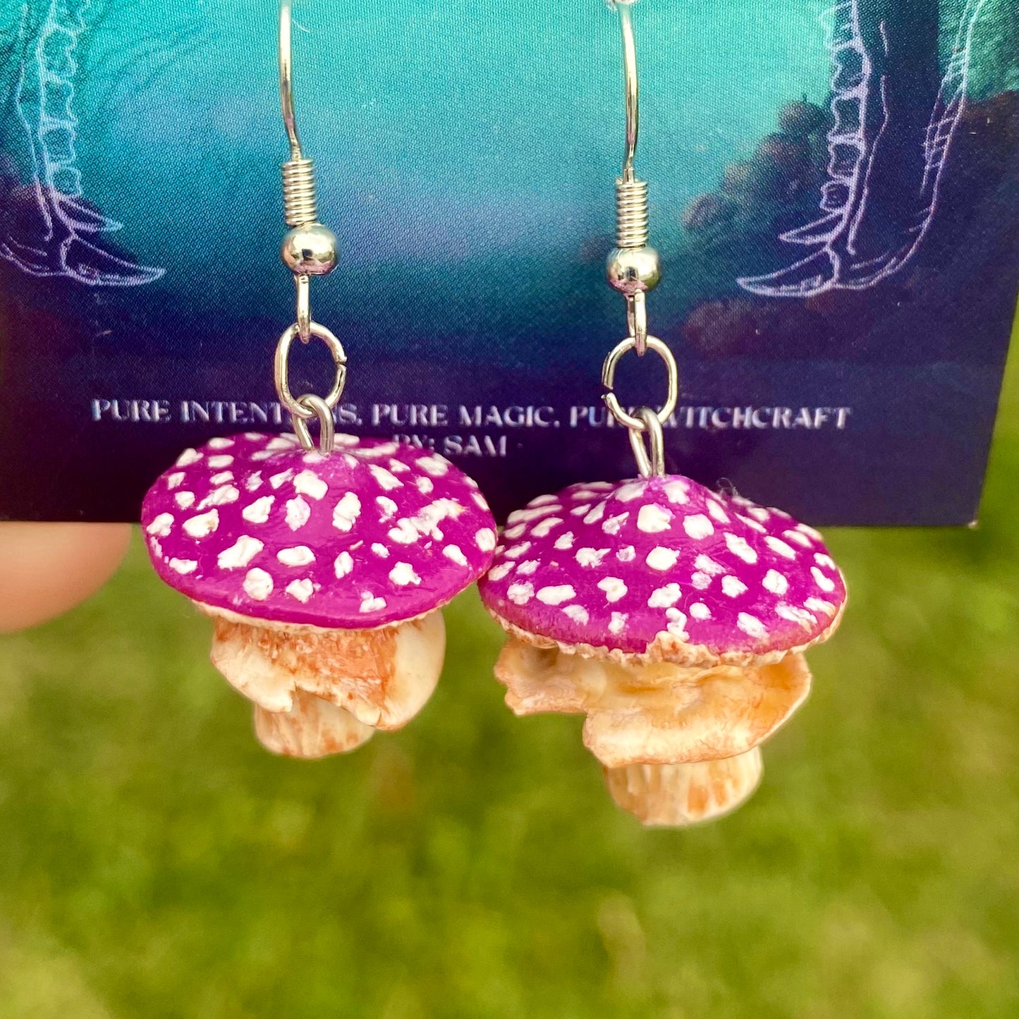 Mystic Purple Cap Mushroom Earrings