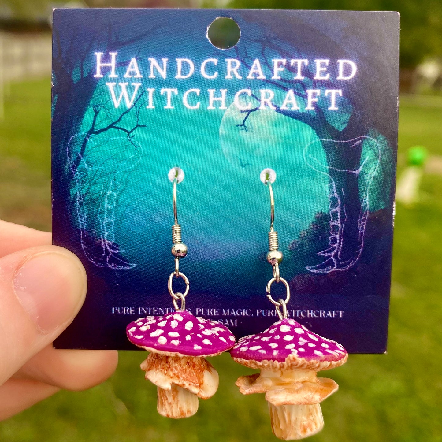 Mystic Purple Cap Mushroom Earrings