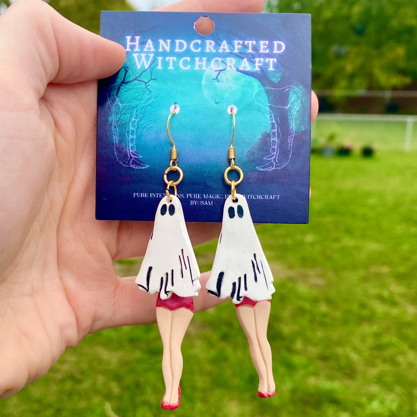 Midnight Waltz – Dancing Ghost Dangle Earrings