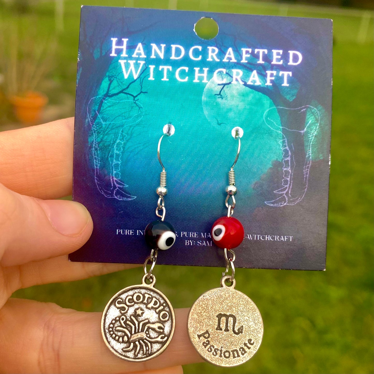 Zodiac Protection Earrings – Astrological Sign & Evil Eye Beads