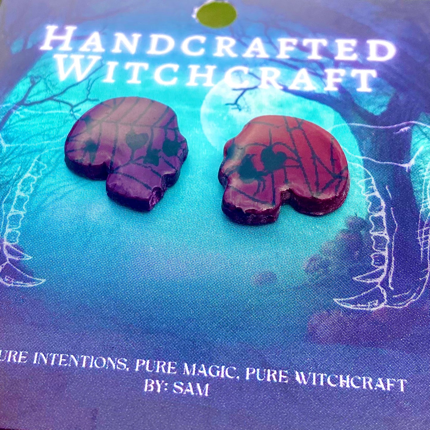 Crimson Web – Gothic Skull Studs