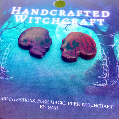 Crimson Web – Gothic Skull Studs