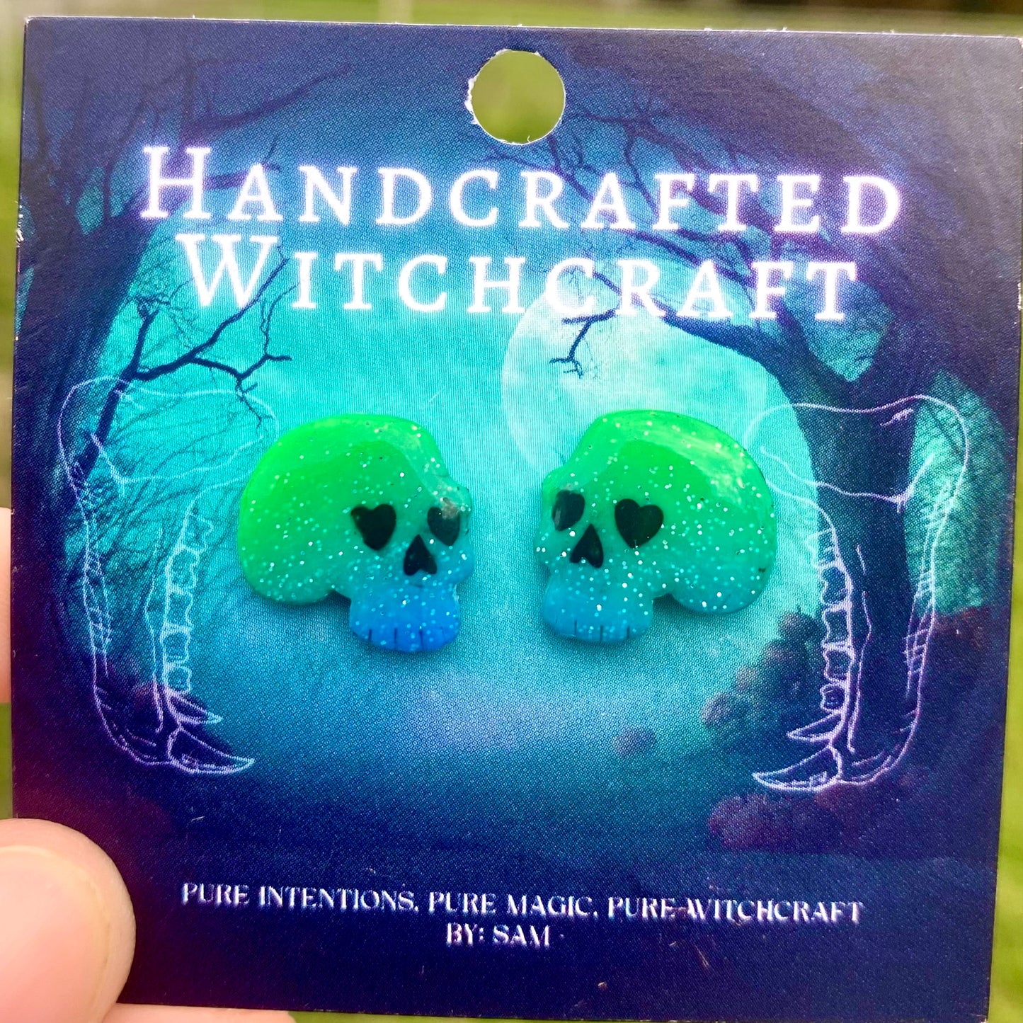 Ocean Veil Skull Studs