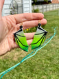 Enchanted Flight – Silver & Green Bat Wing Dangle Earrings
