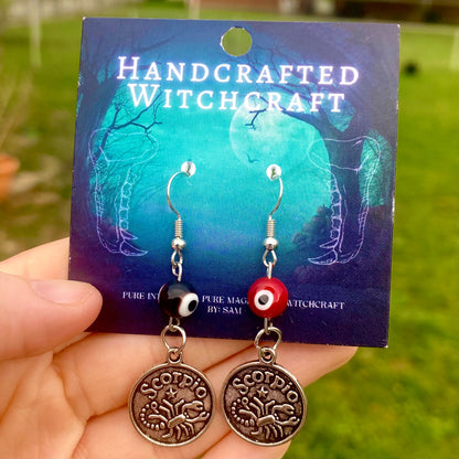 Zodiac Protection Earrings – Astrological Sign & Evil Eye Beads