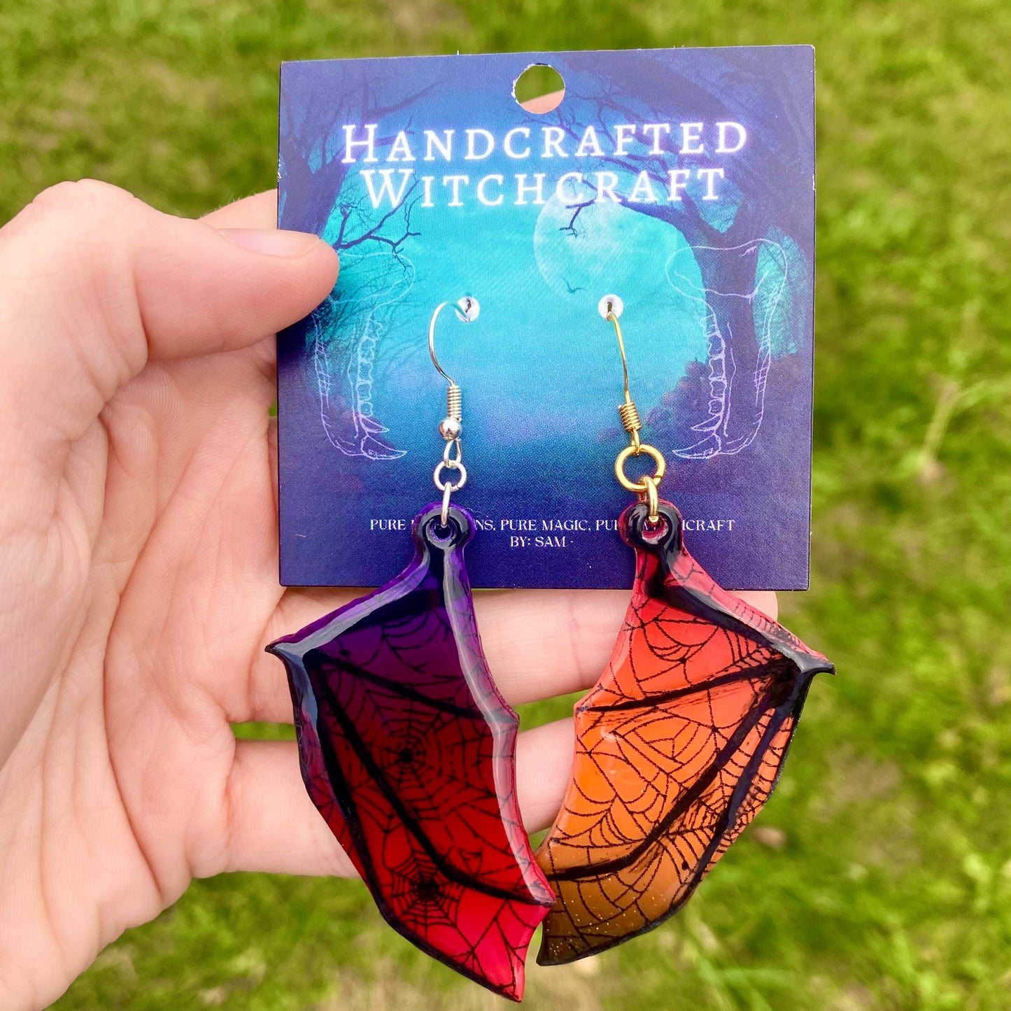 Wicked Harmony: Mixed Gradient Bat Wing Earrings