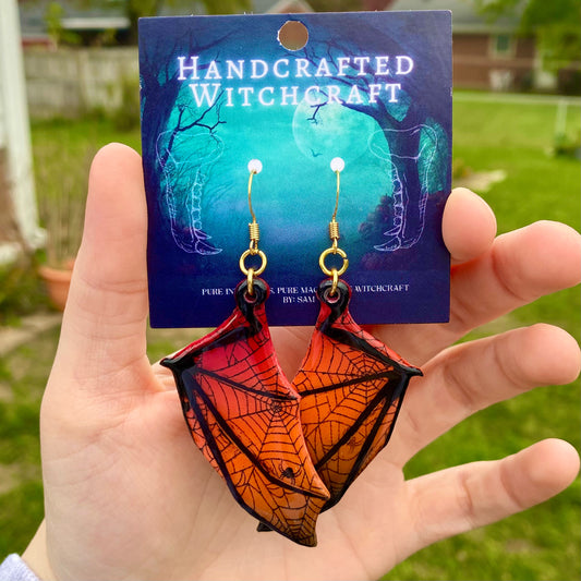 Emberwing Eclipse – Bat Wing Earrings