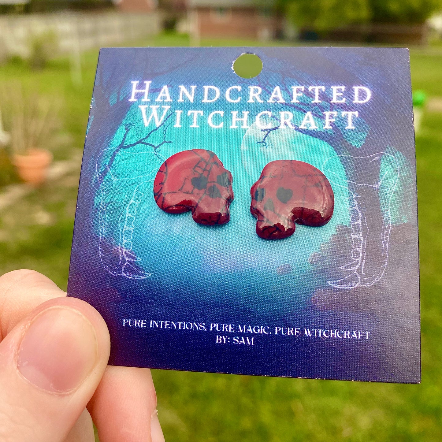 Widow’s Web – Crimson Skull Studs