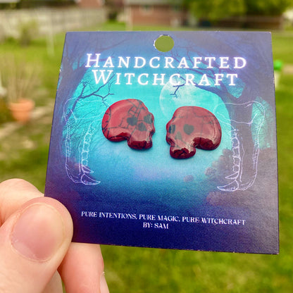 Widow’s Web – Crimson Skull Studs