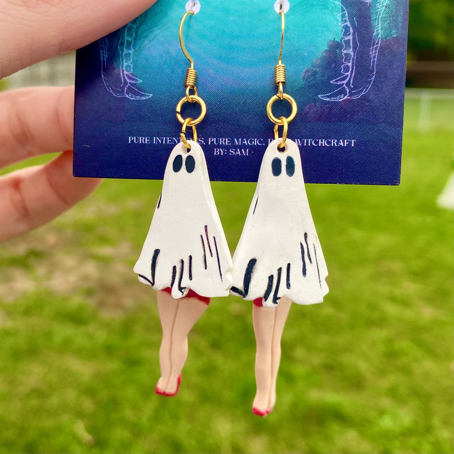 Midnight Waltz – Dancing Ghost Dangle Earrings