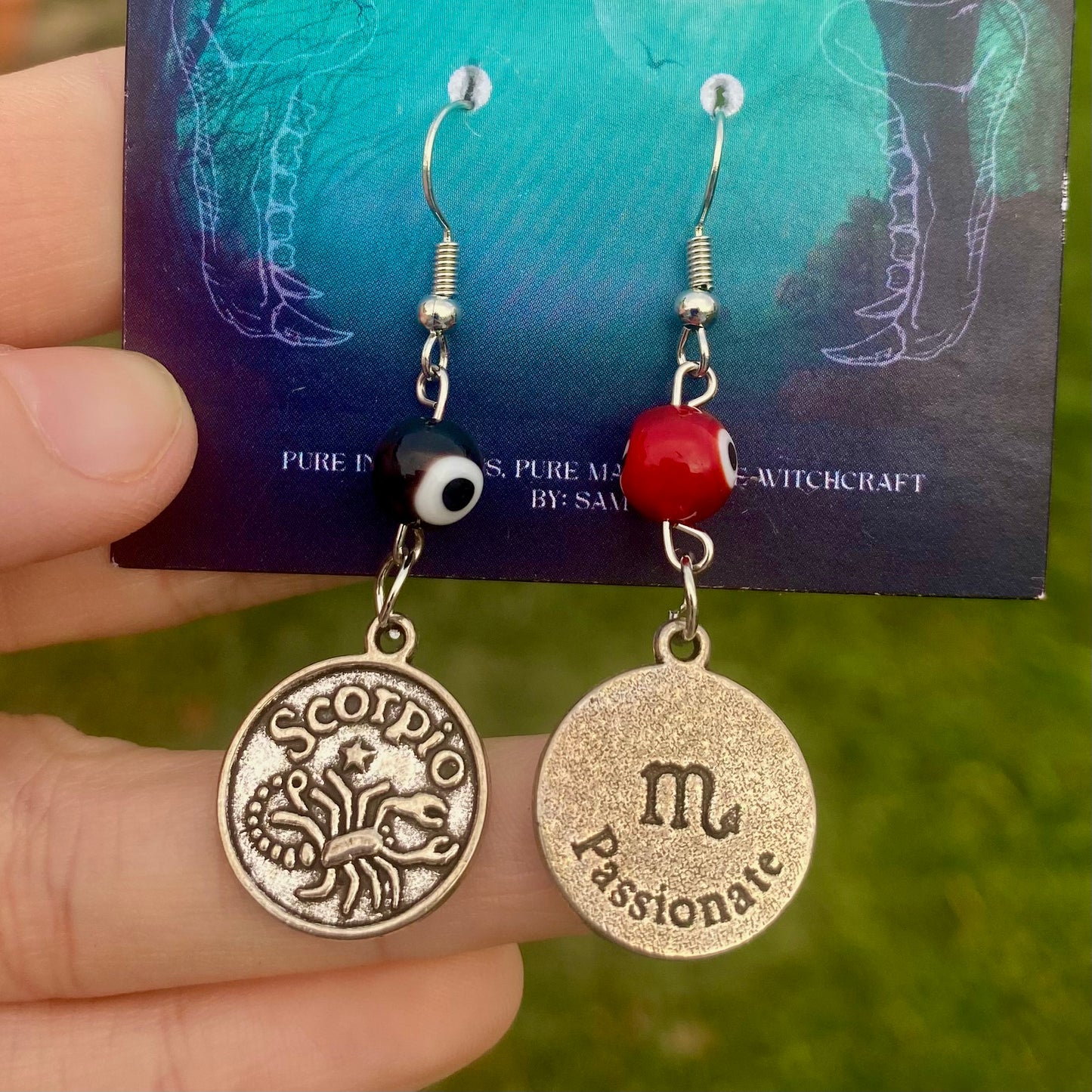 Zodiac Protection Earrings – Astrological Sign & Evil Eye Beads