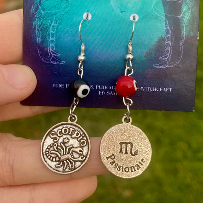 Zodiac Protection Earrings – Astrological Sign & Evil Eye Beads
