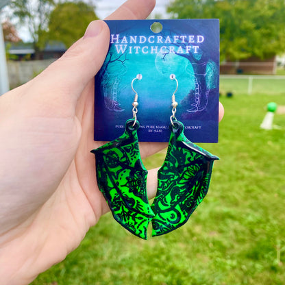 Verdant Night Bat Wing Earrings