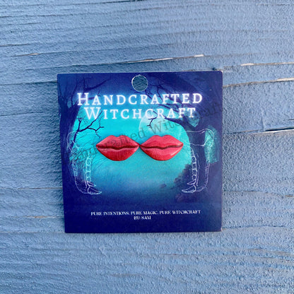 Red Glitter Lip Stud Earrings