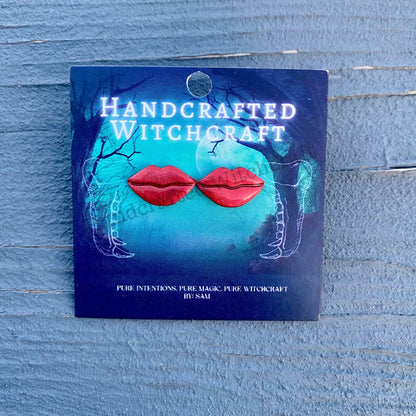 Red Glitter Lip Stud Earrings