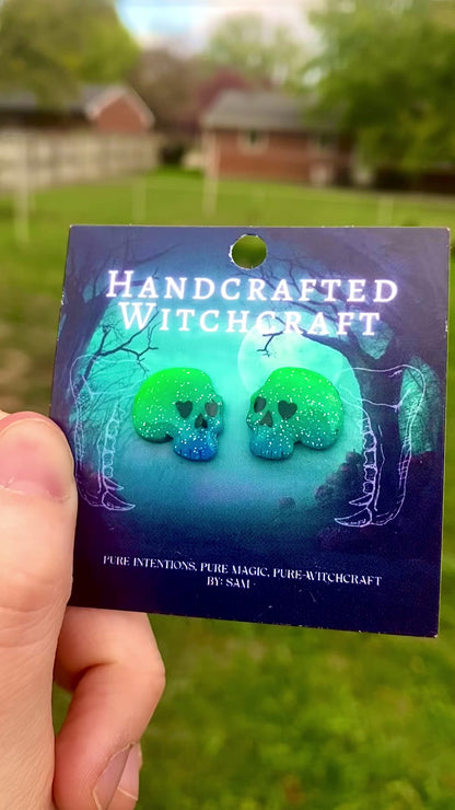 Ocean Veil Skull Studs