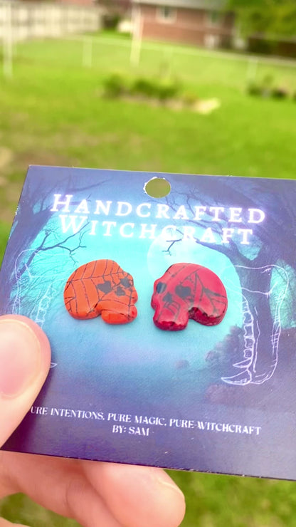 Infernal Web – Fiery Skull Studs