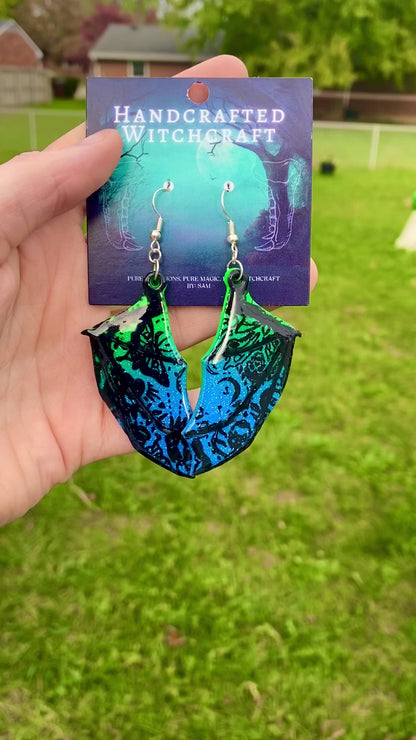 Ethereal Echo – Gothic Moth Bat Wing Dangle Earrings