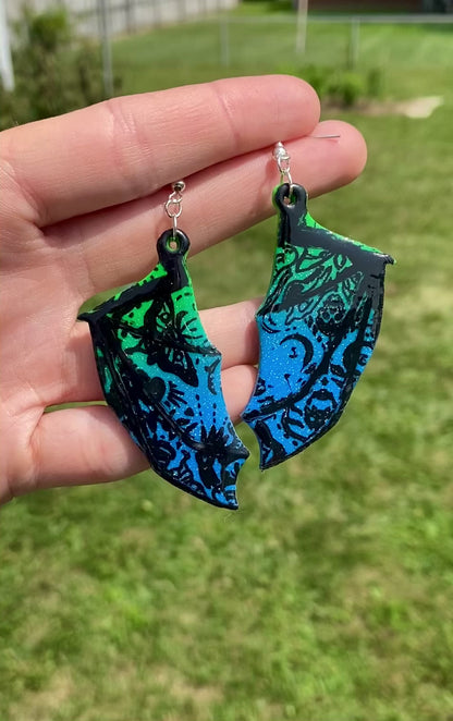 Ethereal Echo – Gothic Moth Bat Wing Dangle Earrings