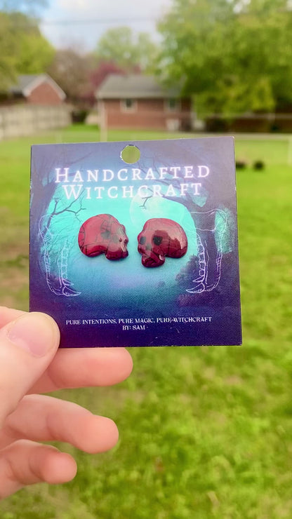 Widow’s Web – Crimson Skull Studs